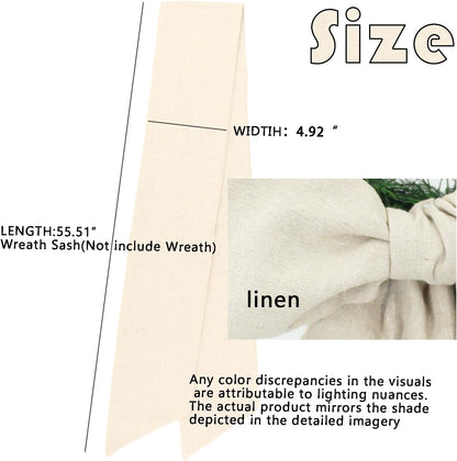 Skiennix 2-Pack Wreath Sash | Decorative Boxwood Sashes for Front Door & Holiday Decor - Linen