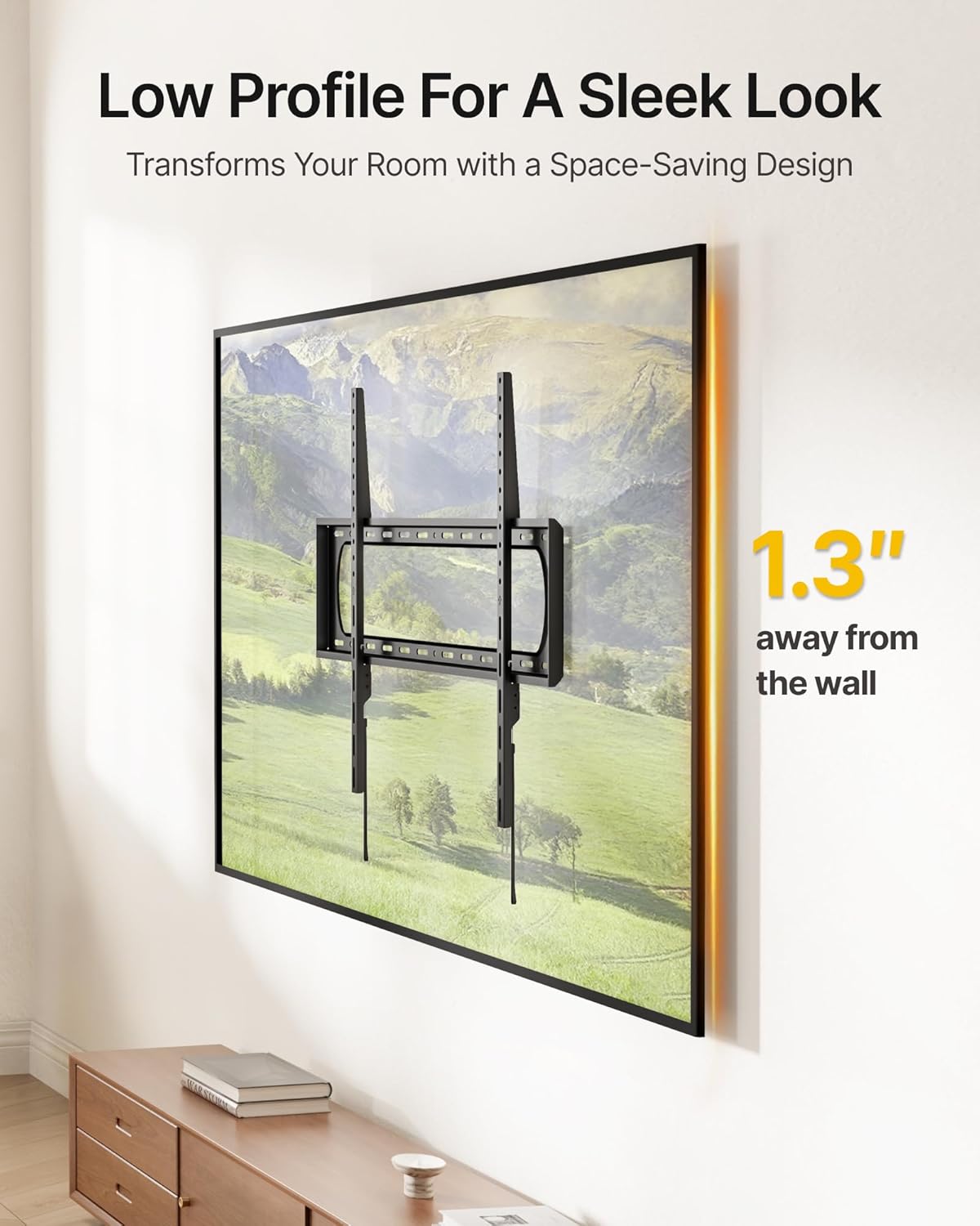 monTEK Heavy Duty TV Wall Mount Bracket - Fits 60-120" Flat & Curved TVs Up to 300lbs | Ultra Slim 1.3" Profile