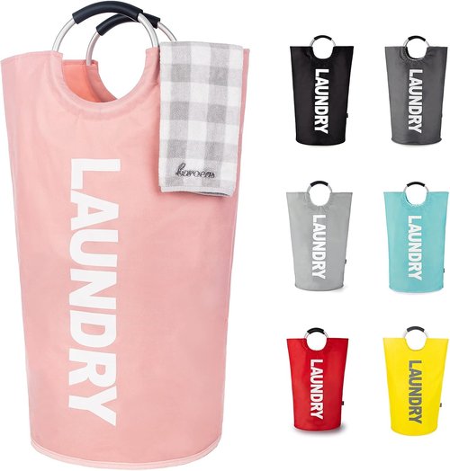 Caroeas 95L Pro Large Laundry Basket - Waterproof Hamper with Padded Handles | Collapsible Design in Pink