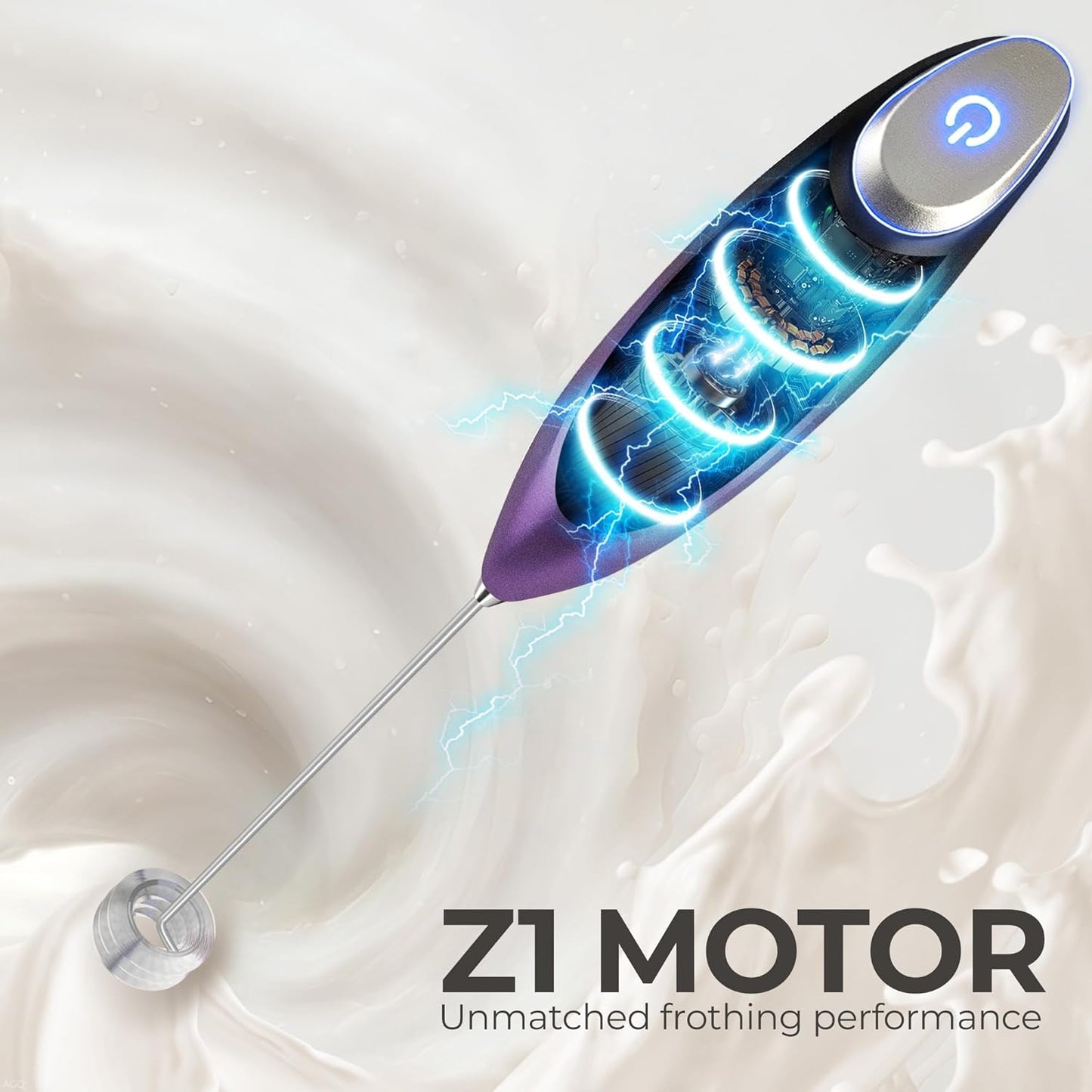 Zulay Kitchen Tornado Triple Whisk Milk Frother - Handheld Foam Maker for Coffee & Lattes - Includes 4 Duracell Batteries - Galaxy