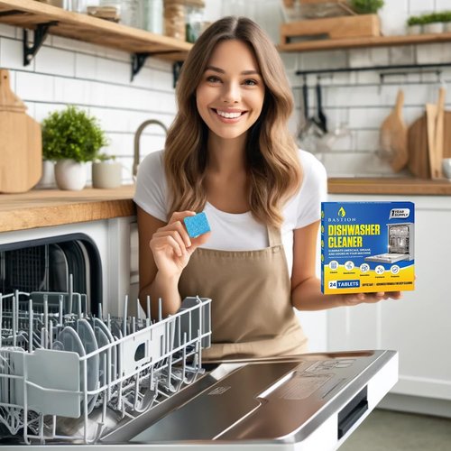 Dishwasher Cleaner Tablets by [Brand Name] - Heavy Duty Lemon-Scented Descaler Pods | 24 Tablets for Optimal Machine Performance