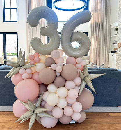 Skiennix Cream Number 2 Balloon - 40 Inch 2nd Birthday Decoration for Toddlers | Sparkling Party Decor