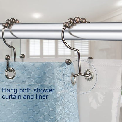 Gidse Shower Curtain Hooks,Sturdy Stainless Steel Double Sided Shower Hooks Rings for Bathroom Shower Curtain Rods Curtains Set of 12 Hooks - Bronze