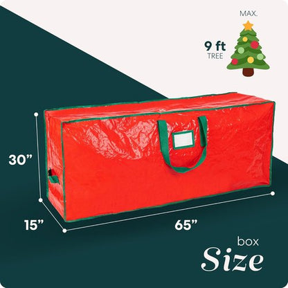 Handy Laundry Christmas Tree Storage Bag - Heavy Duty Waterproof Tarp for 9-Foot Tree | Red with Reinforced Handles & Double Zipper