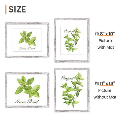 upsimples 11x14 Picture Frame, Display Pictures 8x10 with Mat or 11 x 14 Without, Wall Hanging Photo Frames, Rustic White, 1 Pack