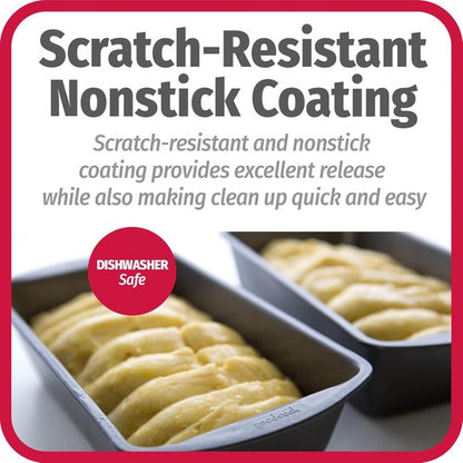GoodCook Nonstick Loaf Pan - 9 x 5-Inch Heavy-Duty Bakeware with Easy-Clean Coating | Set of 2, Gray