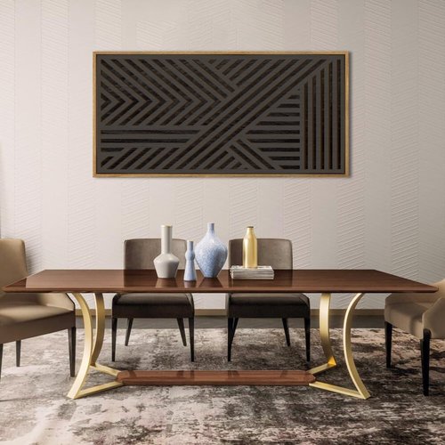 IARTTOP Extra Large Black Wood Wall Art - 20x40 Inch Framed Abstract Geometric Decor for Modern Spaces