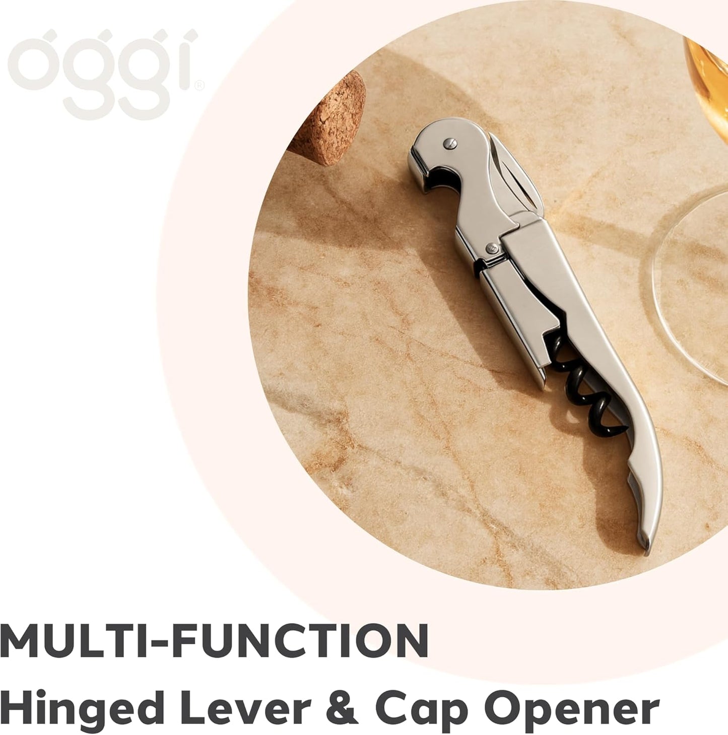 Oggi Corkscrew, Stainless Waiter's, Stainless Steel