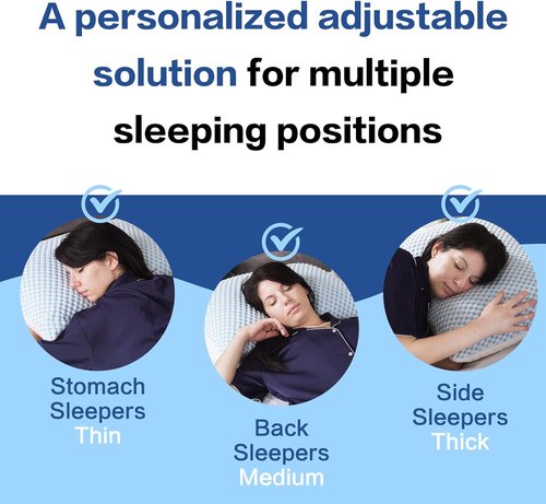 EASELAND Firm Pillows - Shredded Memory Foam with Adjustable Fill | Queen Size Set of 2, Cooling Cover for Hot Sleepers