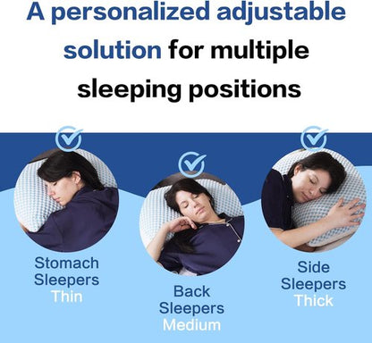EASELAND Firm Pillows - Shredded Memory Foam with Adjustable Fill | Queen Size Set of 2, Cooling Cover for Hot Sleepers
