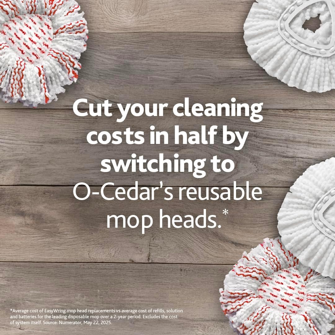 O-Cedar EasyWring Microfiber Spin Mop - Complete Floor Cleaning System with 4 Extra Refills