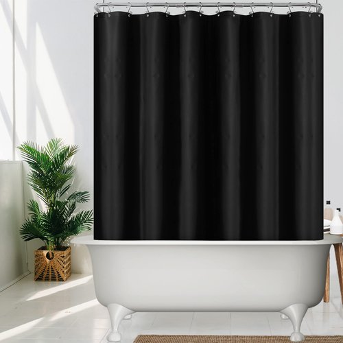 Mrs Awesome Black Clawfoot Tub Shower Curtain or Liner with 12 Magnets - Free 36 Hooks Included, Waterproof PEVA, 180" x 70", Black