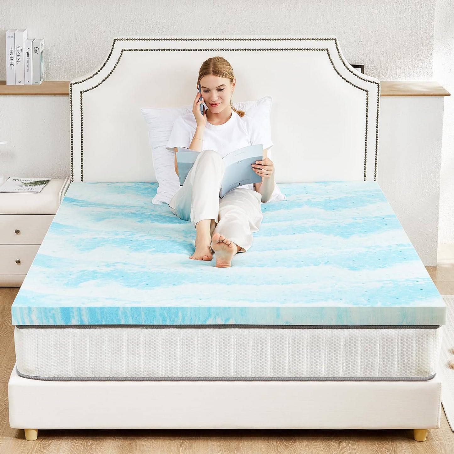 Sweetcrispy Mattress Topper - 3 Inch Thick Memory Foam Gel Infused Cooling Pad | California King, CertiPUR US Certified