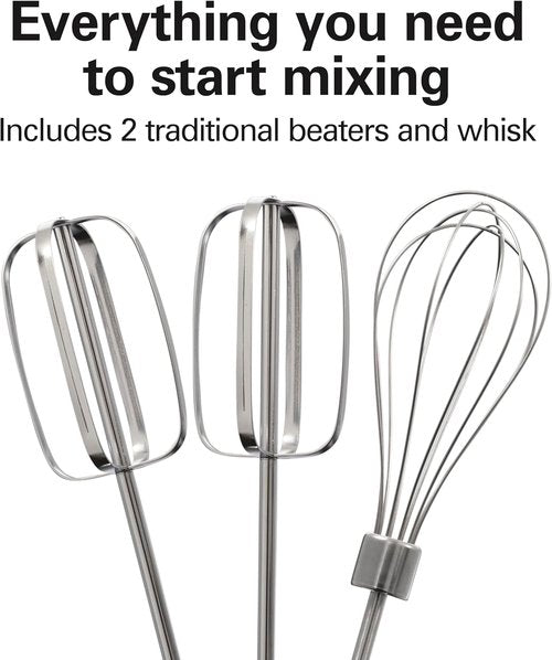 Hamilton Beach 6-Speed Electric Hand Mixer - Whisk & Beaters with Snap-On Storage Case, 250 Watts, White