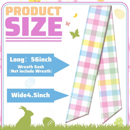 Skiennix Easter Wreath Sash - Spring Pastel Satin Decoration for Indoor/Outdoor Use | 56" L x 4.5" W