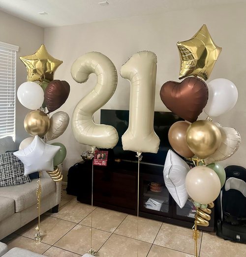 10 Balloons Number - 10th Birthday Decorations for Boys & Girls | Cream 40-Inch Balloons for Celebrations