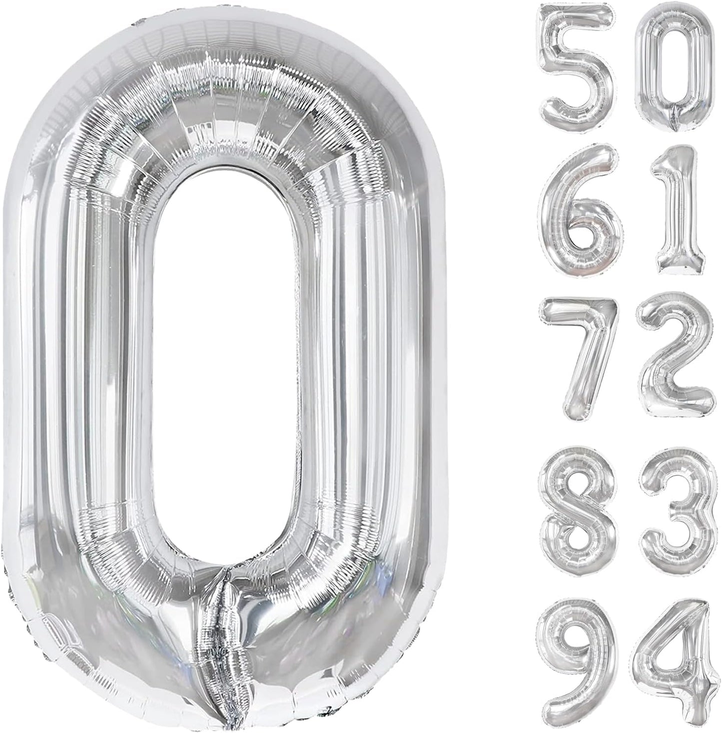 Silver Number Balloon - 40 Inch 0 Number Balloons for Birthday Decorations | Party Supplies for All Ages