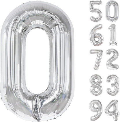 Silver Number Balloon - 40 Inch 0 Number Balloons for Birthday Decorations | Party Supplies for All Ages