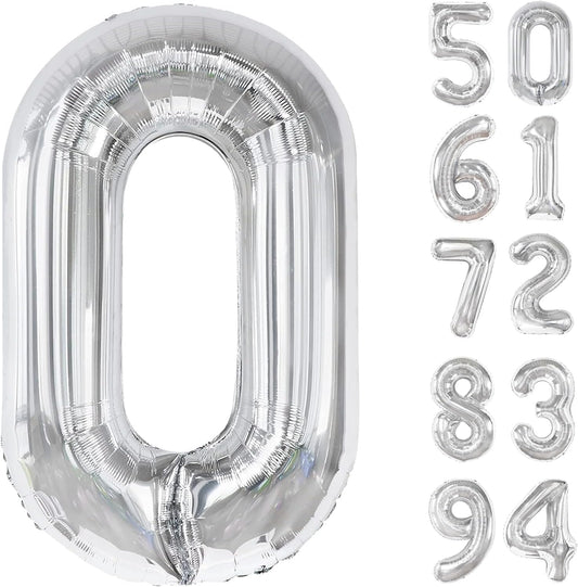 Silver Number Balloon - 40 Inch 0 Balloon for Birthday Decorations | Elegant Silver Party Supplies