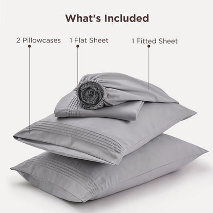 Bedsure Deep Pocket Queen Sheets Set - Fits Mattresses Up to 21 Inches Thick - 4 Piece GentleSoft Bed Sheets, Moisture Wicking, Soft & Cooling Bedsheet & Pillowcases, Easy & Secure Fit, Light Grey