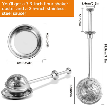 Skiennix Flour Duster - 304 Stainless Steel Baking Sifter for Powdered Sugar & Spices | 1 Piece