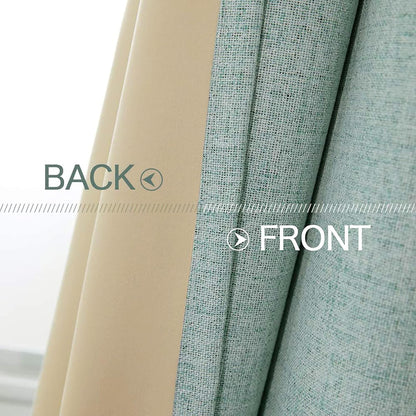 MIULEE Blackout Curtains - 100% Thermal Insulated Linen Texture - Seafoam Green - 52x120 Inch (2 Panels)