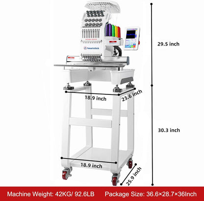 Smartstitch S-1001 Embroidery Machine - 10 Needles, 1200 SPM, 7" Touch Screen, 9.5"x14.2" Area
