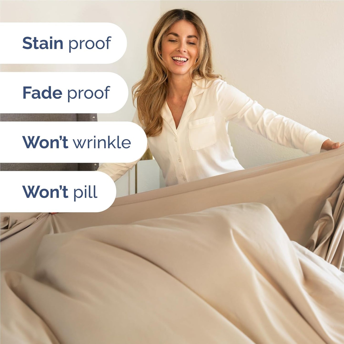 Skiennix Full Size 4-Piece Sheet Set - Comfy, Breathable & Cooling Bed Sheets - Ultra-Soft, Deep Pockets, Wrinkle-Free - Oeko-Tex Certified - Cream