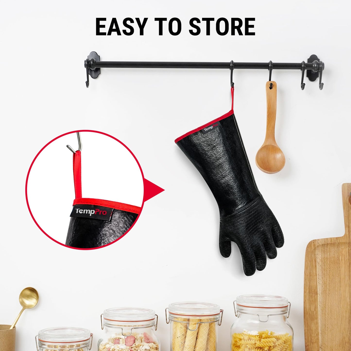 TempPro 932°F Heat Resistant BBQ Gloves, 14" Waterproof Oven & Grill Gloves, Oil & Slip-Resistant Neoprene Oven Mitts for BBQ, Fire Pit, Rotisserie, Smoker Accessories Gifts (Previously ThermoPro)