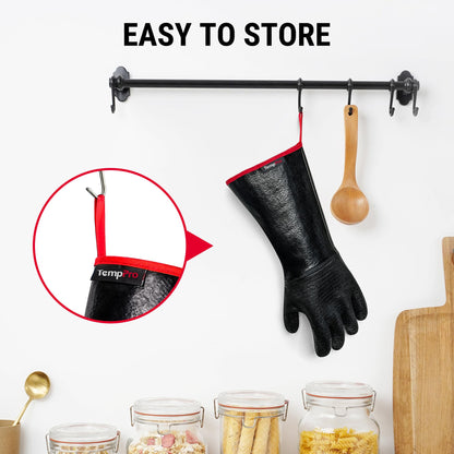 TempPro 932°F Heat Resistant BBQ Gloves, 14" Waterproof Oven & Grill Gloves, Oil & Slip-Resistant Neoprene Oven Mitts for BBQ, Fire Pit, Rotisserie, Smoker Accessories Gifts (Previously ThermoPro)