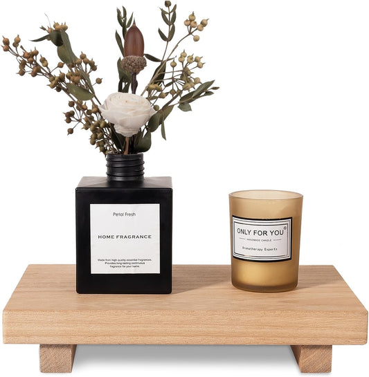 Zoocatia Small Wood Tray - Decorative Pedestal Stand for Farmhouse Bathroom Decor | 9" x 5.9" Burlywood