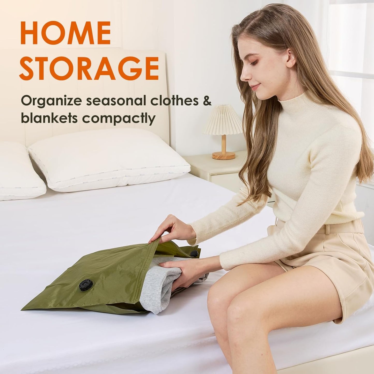 Skiennix Vacuum Storage Bags - Heavy Duty 4 Pack with Electric Pump & Hand Compression | Space Saver for Clothing & Bedding