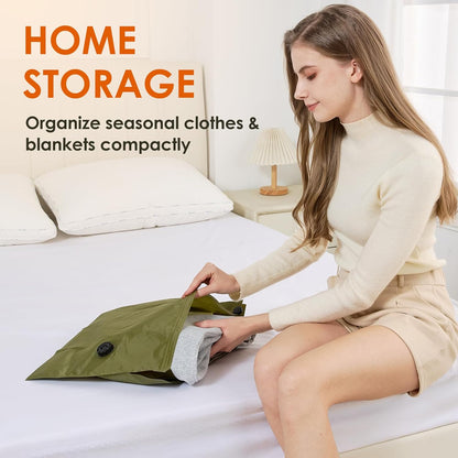 Skiennix Vacuum Storage Bags - Heavy Duty 4 Pack with Electric Pump & Hand Compression | Space Saver for Clothing & Bedding