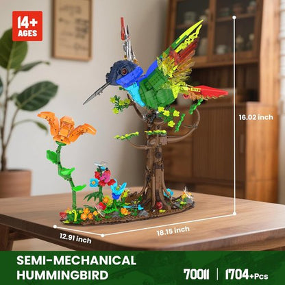 JMBricklayer Hummingbird Building Set - LED Light Model for Adults | Creative Flower Animal Décor, Gift Idea for Ages 14+