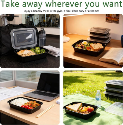 Qewro 10-Pack 35oz Meal Prep Containers - Disposable Food Storage with Lids | Microwave & Dishwasher Safe