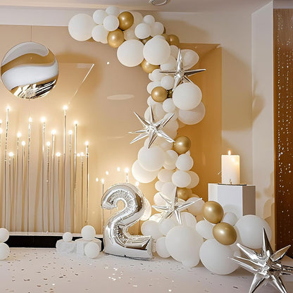 White Balloons - 100 Pack 12-Inch Latex Birthday Decorations for Weddings & Parties