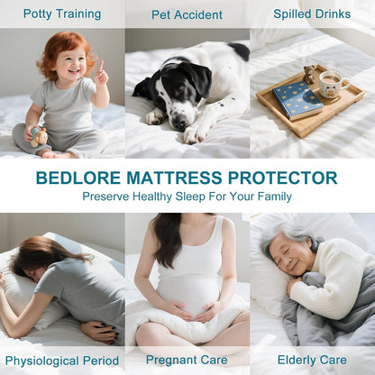 Skiennix Waterproof Mattress Protector | Twin Size, Breathable & Noiseless Ultra-Soft Cover (Gray)