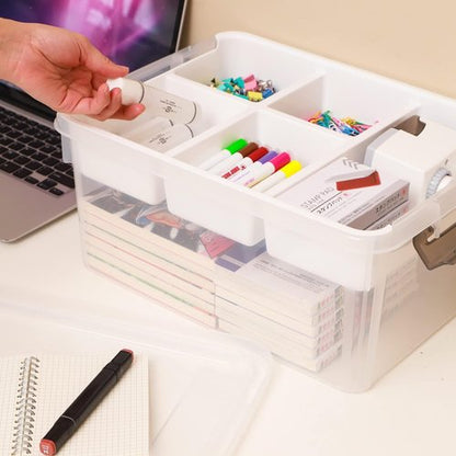 Citylife 17 QT Clear Plastic Storage Box - Removable Tray for Craft Organizing & Bead Storage