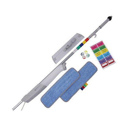 Boardwalk BWKBWMS16MFM 59 in. Bucketless Microfiber Mop System Kit, Gray, Plastic