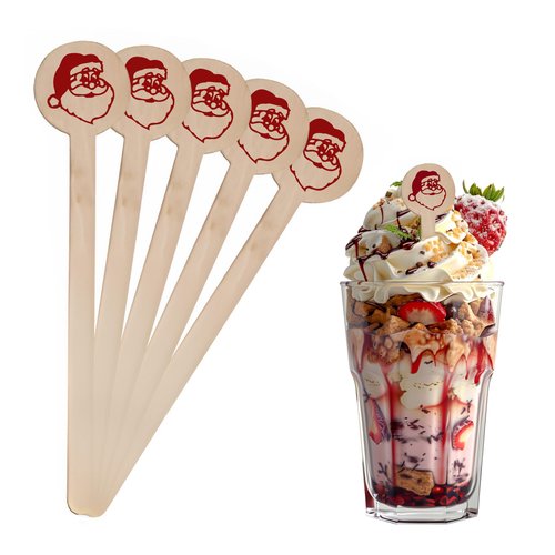 Perfect Stix - Cocktail 6 R- Santa Claus-50 6" Wooden Cocktail/Drink Stirrers with Santa Claus Pack of 50ct