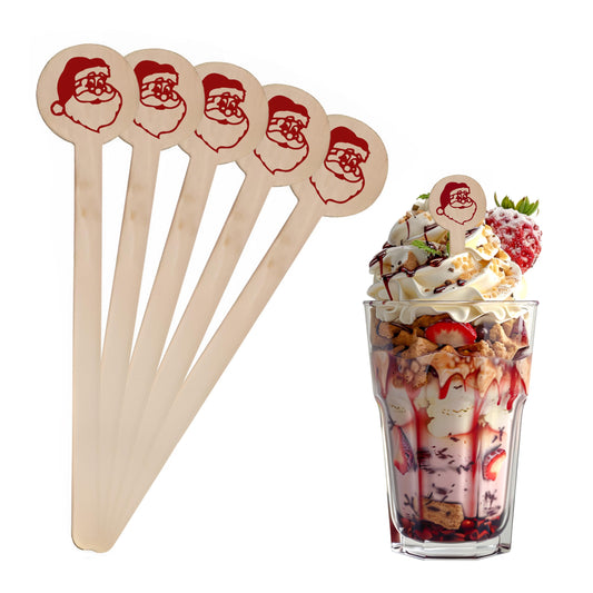 Perfect Stix - Cocktail 6 R- Santa Claus-50 6" Wooden Cocktail/Drink Stirrers with Santa Claus Pack of 50ct