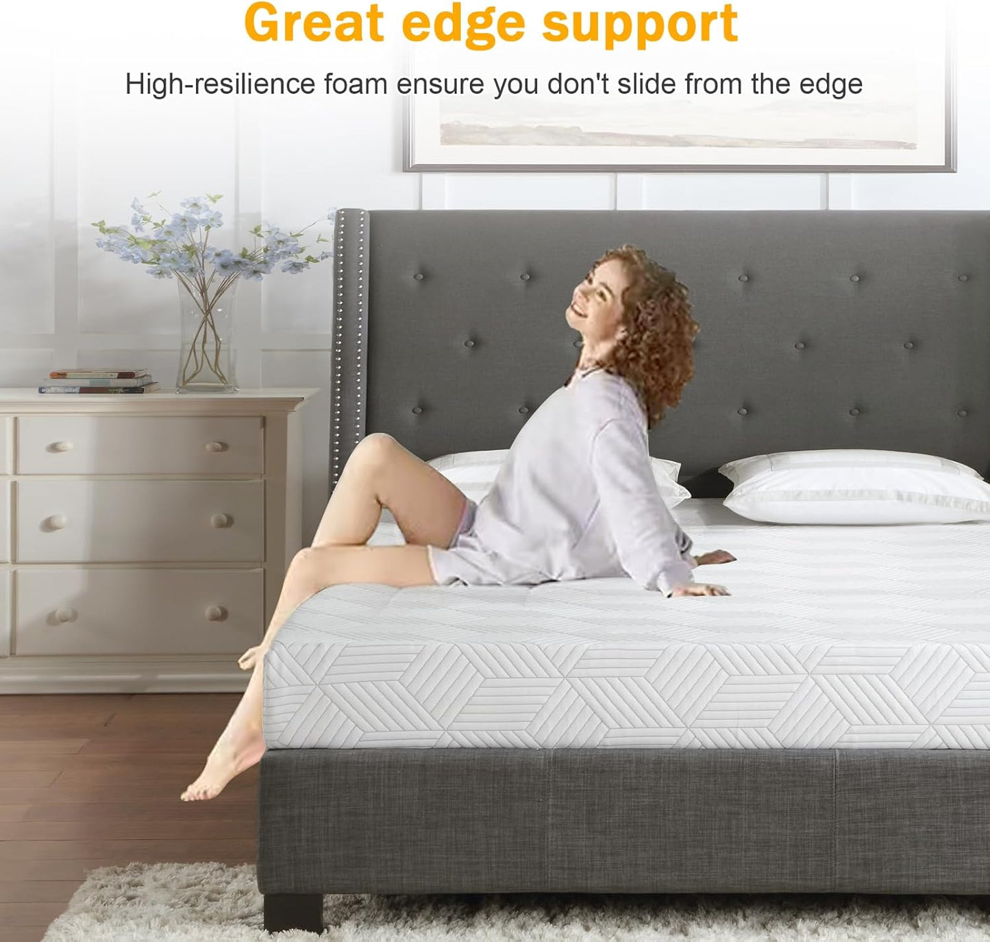 Skiennix Twin Size Gel Memory Foam Mattress - Medium Firm Support | Removable Washable Cover