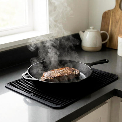 MicoYang Silicone Dish Drying Mat - Eco-Friendly, Heat-Resistant Kitchen Counter Mat | 16" x 12" Black