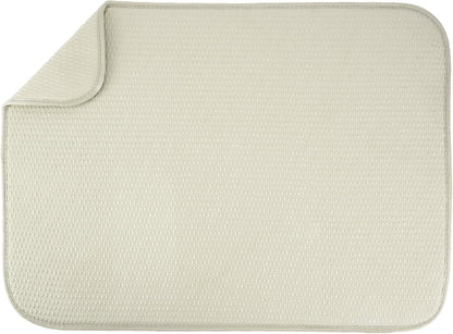 S&T INC. XL Dish Drying Mat - Absorbent Microfiber Kitchen Counter Pad, 18” x 24”, Cream Diamond Texture