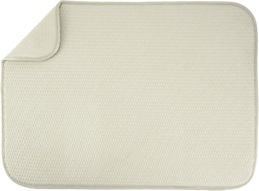 S&T INC. XL Dish Drying Mat - Absorbent Microfiber Kitchen Counter Pad, 18” x 24”, Cream Diamond Texture