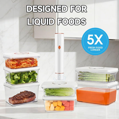 Skiennix Vacuum Sealer - Compact Handheld Machine with 30 Reusable Bags & 3 Containers | Ideal for Sous Vide, Travel & Camping
