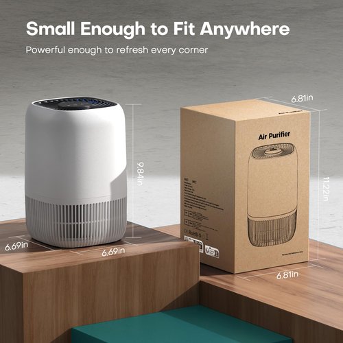2 Pack of Air Purifier with High Efficience Filter, Fragrance Sponge Night Light Vital Breeze Timer 22dB, for Dust Pollen Smoke Odors, Office, Desktop, Home Bedroom Small Room, DH-JH12 White