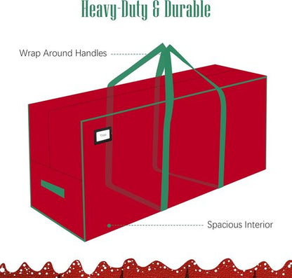 Cosy Family Christmas Tree Storage Bag - Durable Extra Large 7.5 ft Holiday Bag with Reinforced Handles & Dual Zippers - Red (Pack of 2)