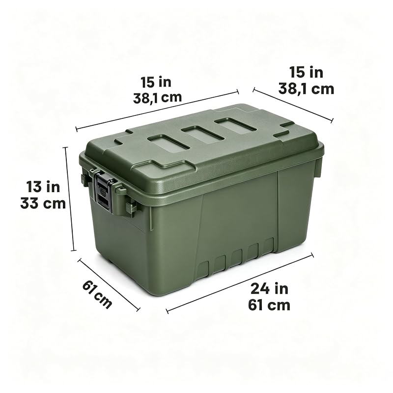 14 Gallon Lockable Weather-Resistant Plastic Storage Trunk with Wheels and Recessed Handles - Green