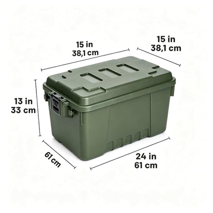 14 Gallon Lockable Weather-Resistant Plastic Storage Trunk with Wheels and Recessed Handles - Green